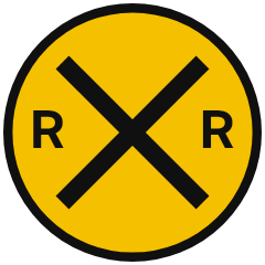 A yellow circle showing a black cross and the letters R R in the side quarters